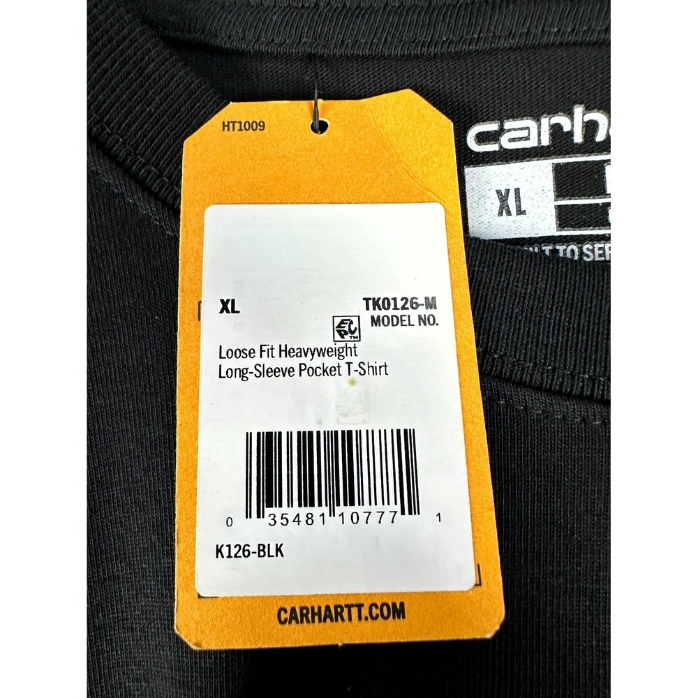 Carhartt Shirt Mens XL Black Loose Fit Heavyweight Pocket Tee K126 Workwear New - Picture 6 of 6